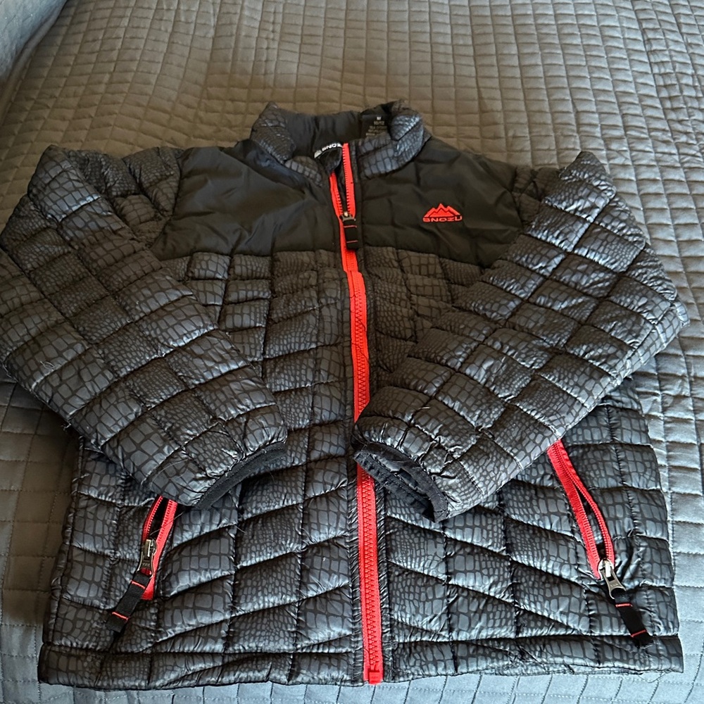 Snozu Kids Black and Red Puffer Jacket